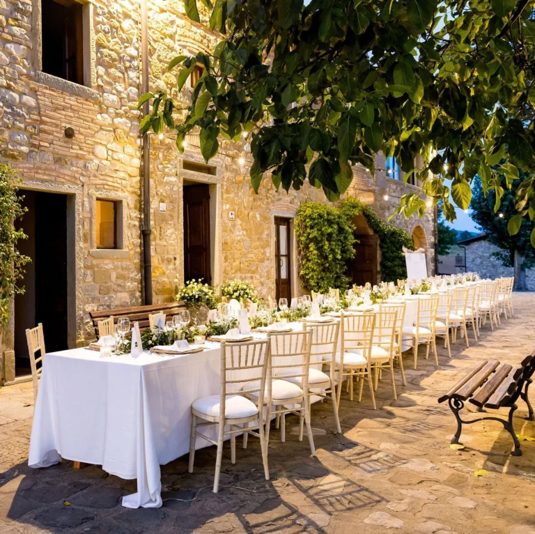 Noord toscane antico fio lange feesttafel langs gevel