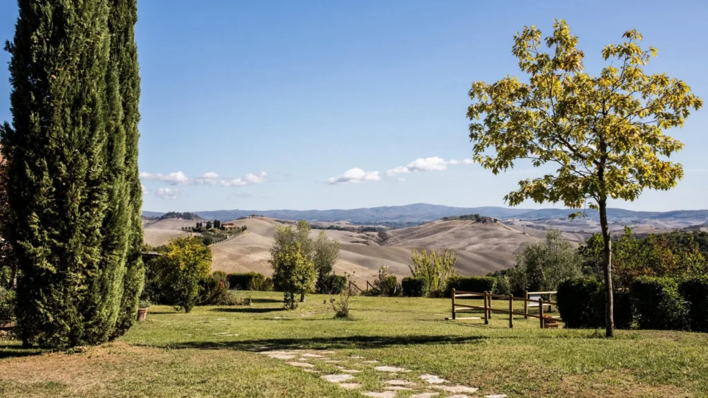 Zuid toscane agriturismo caliano tuin uitzicht
