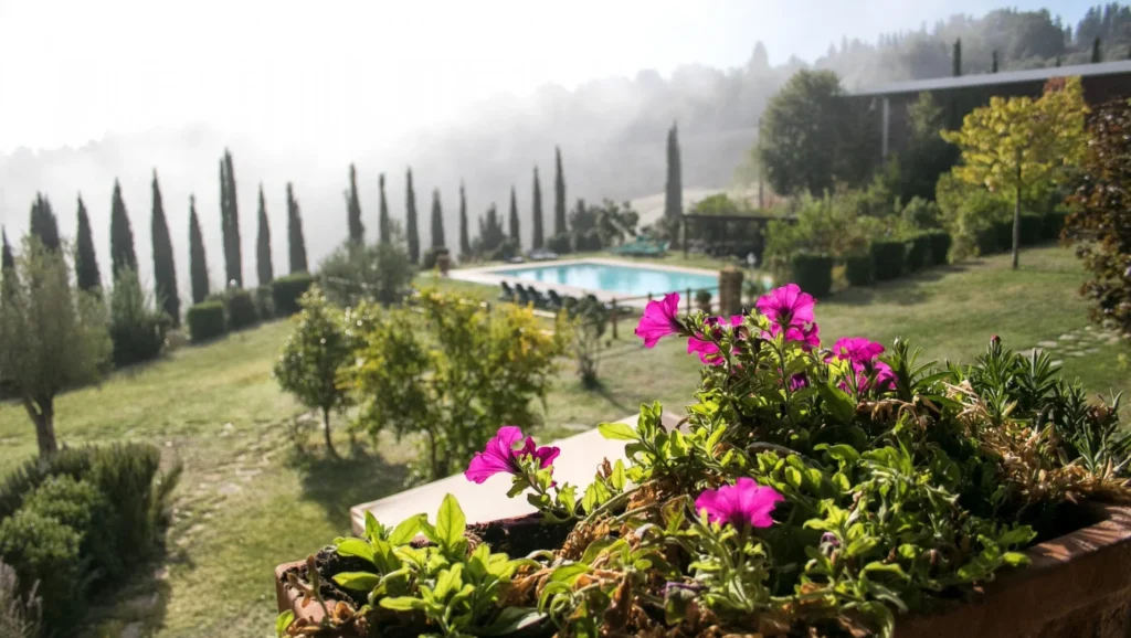 Zuid toscane agriturismo caliano zwembad bloemen