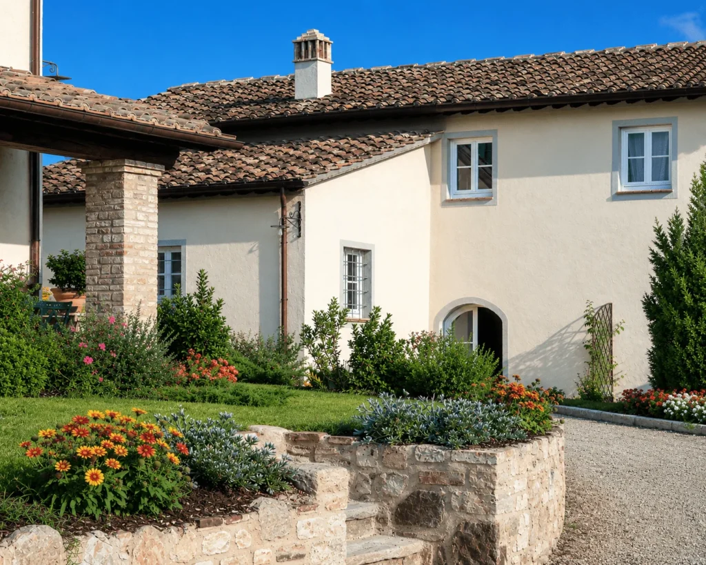 Hartje toscane borgo della meliana landhuis met bloeiende borders