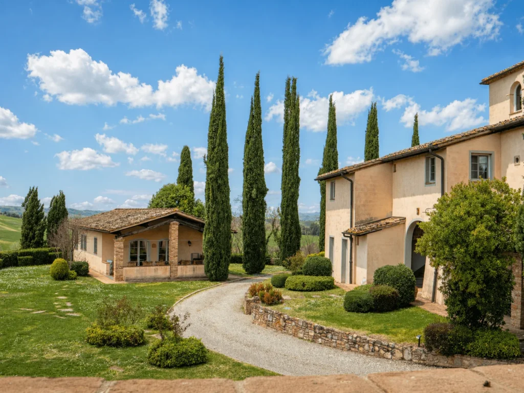 Hartje toscane borgo della meliana landhuizen en tuin met cipressen