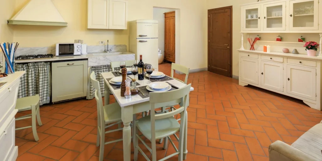 Noord toscane agriturismo streda appartement cabernet woonkeuken panorama